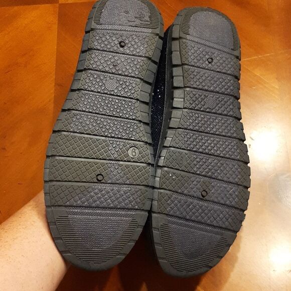 Kinetic Navy Beaded Sparkly Cloth Flats - Picture 5 of 8